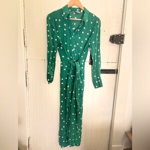 & OTHER STORIES Polka Dot Waist Tie Midi Dress - Size 6